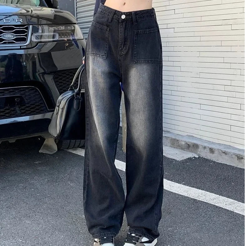 High-waisted Vintage Wide-leg Jeans Women's New 2023 Autumn Winter Design Sensibility Versatile Drape-leg Pants Straight-leg
