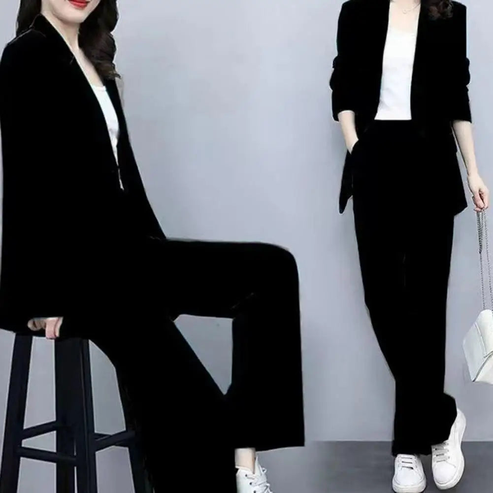 "Amoura Elegance Women's Blazer Pants Set 2024 – Formal Office Suit with Slim Cardigan Jacket & Trousers for Business & Professional Style"