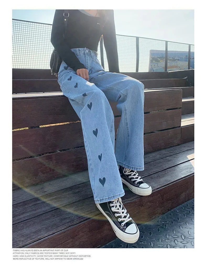 Amoura Elegance High-Waisted Loose-Fit Bell Bottom Jeans - Trendy, Slimming Denim Trousers for Women | Perfect for Spring & Autumn