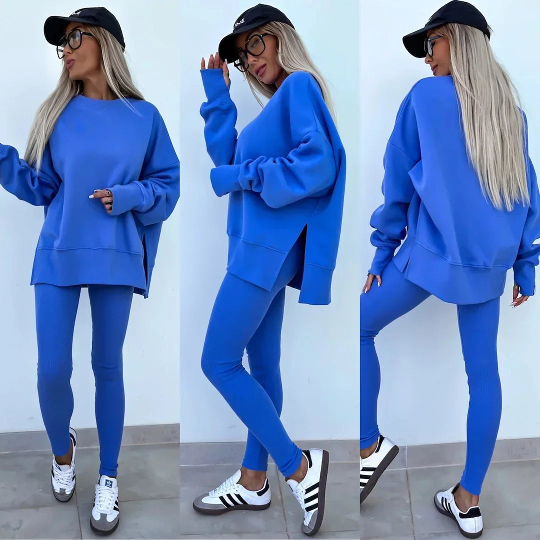Amoura Elegance Women's Two-Piece Suit – Spring Casual Hoodie and Slim-Fit Trousers Set