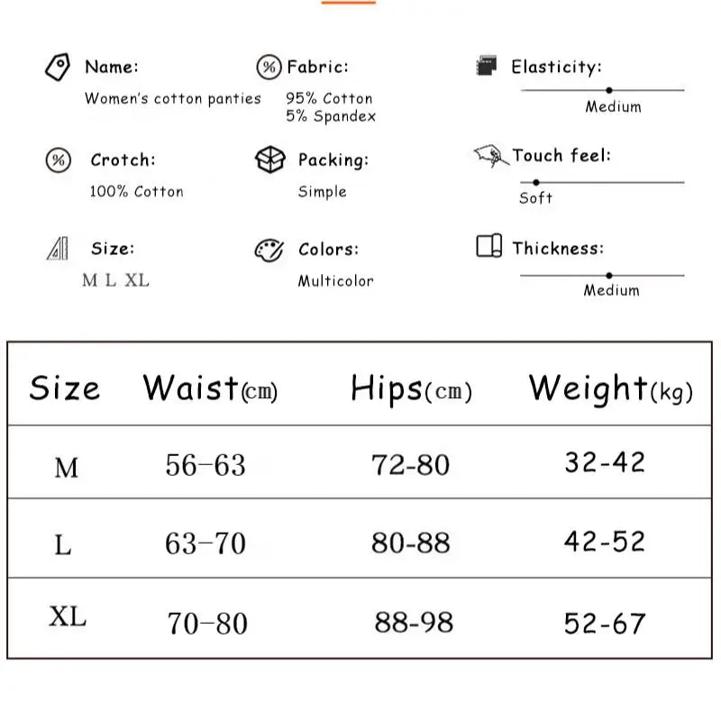 Amoura Elegance 5-Piece Women's Cute Cow Print Cotton Underwear Set - Mid-Waist, Plus-Size Lingerie Briefs