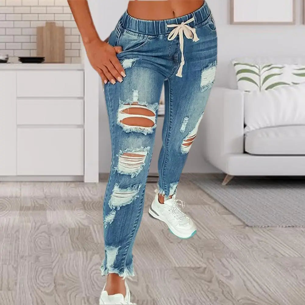 Amoura Elegance Women's Summer Pure Color Slim Fit Denim Pants – All-Match Pencil Jeans for Dating, Casual Wear, and Everyday Style in Trendy Colors