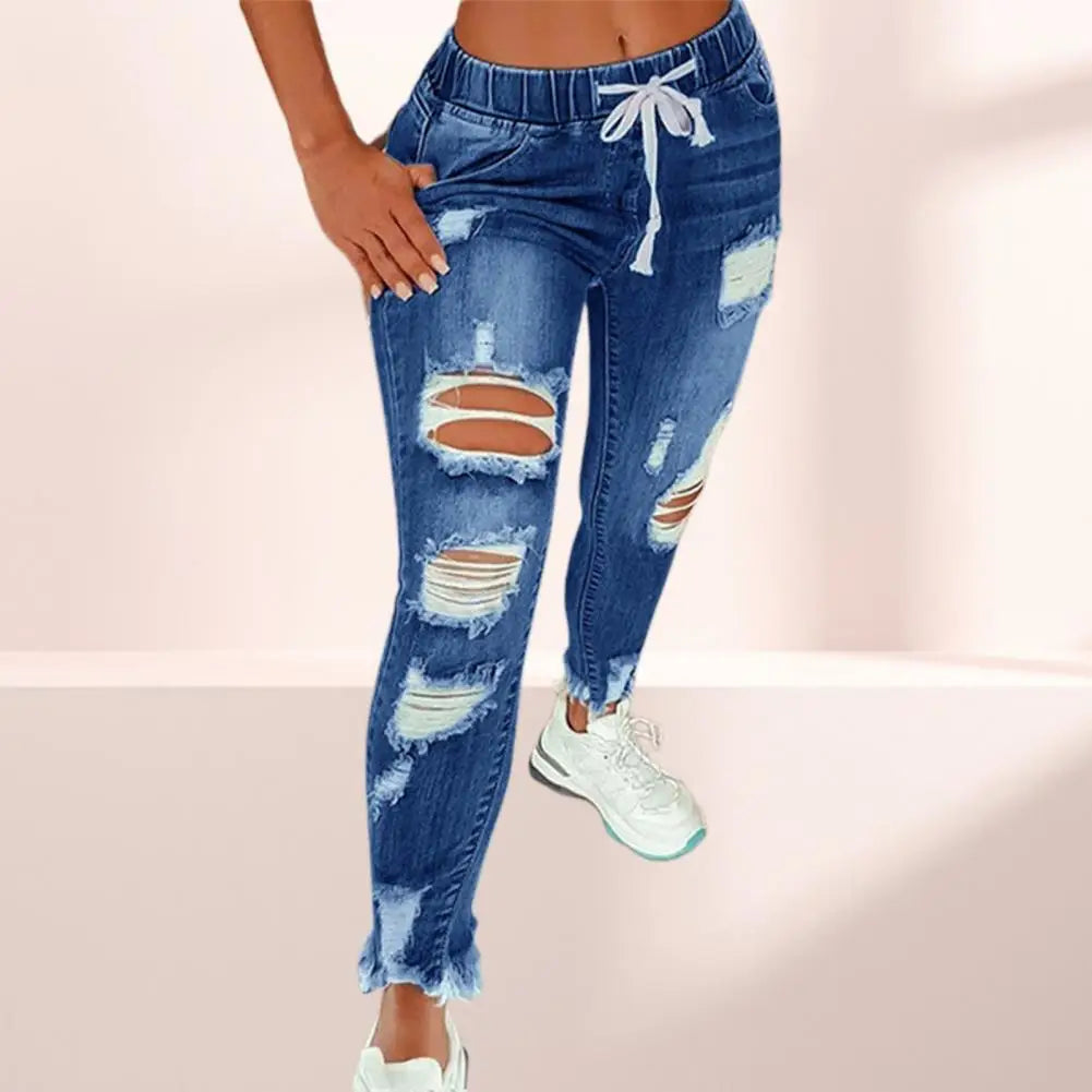 Amoura Elegance Women's Summer Pure Color Slim Fit Denim Pants – All-Match Pencil Jeans for Dating, Casual Wear, and Everyday Style in Trendy Colors