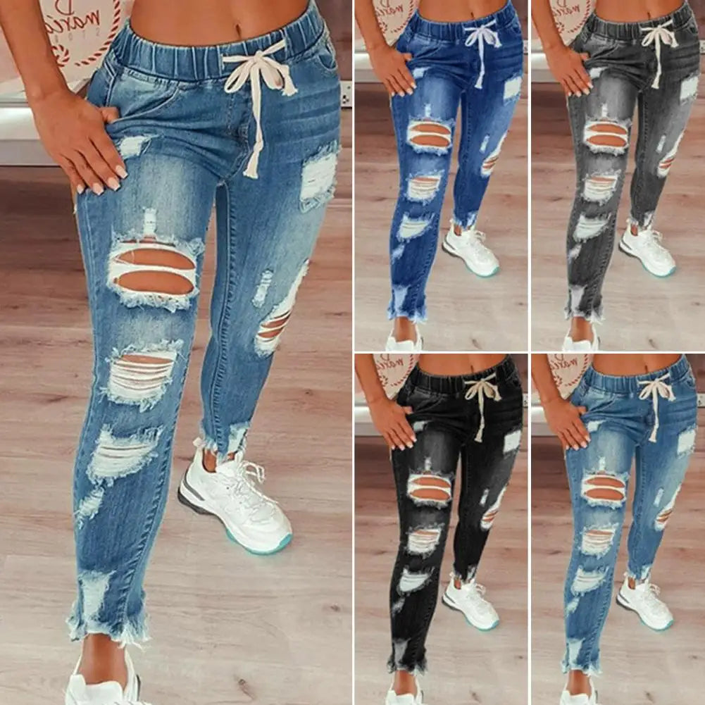 Amoura Elegance Women's Summer Pure Color Slim Fit Denim Pants – All-Match Pencil Jeans for Dating, Casual Wear, and Everyday Style in Trendy Colors
