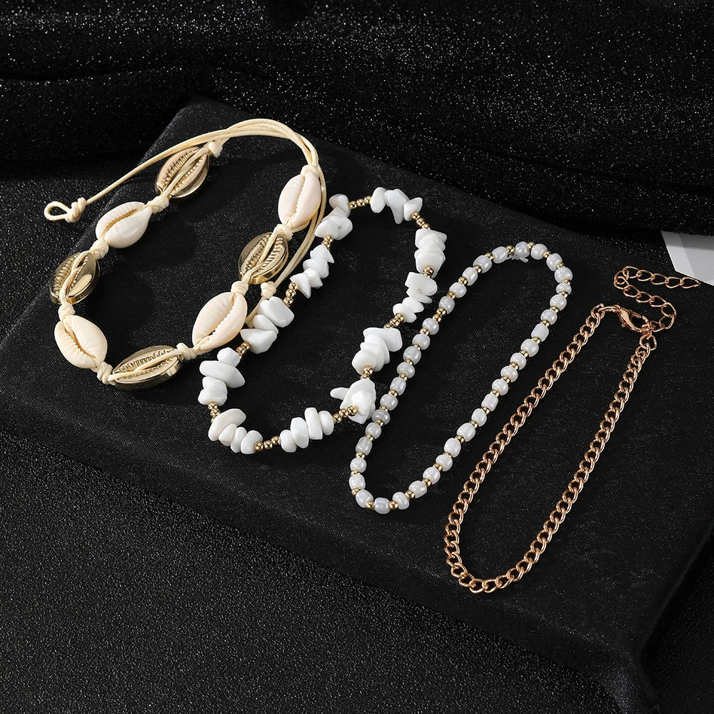 "AmouraElegance FNIO Shell Anklets for Women | 2023 New Foot Jewelry | Summer Beach Barefoot Bracelet | Boho Ankle & Leg Accessories for Women"