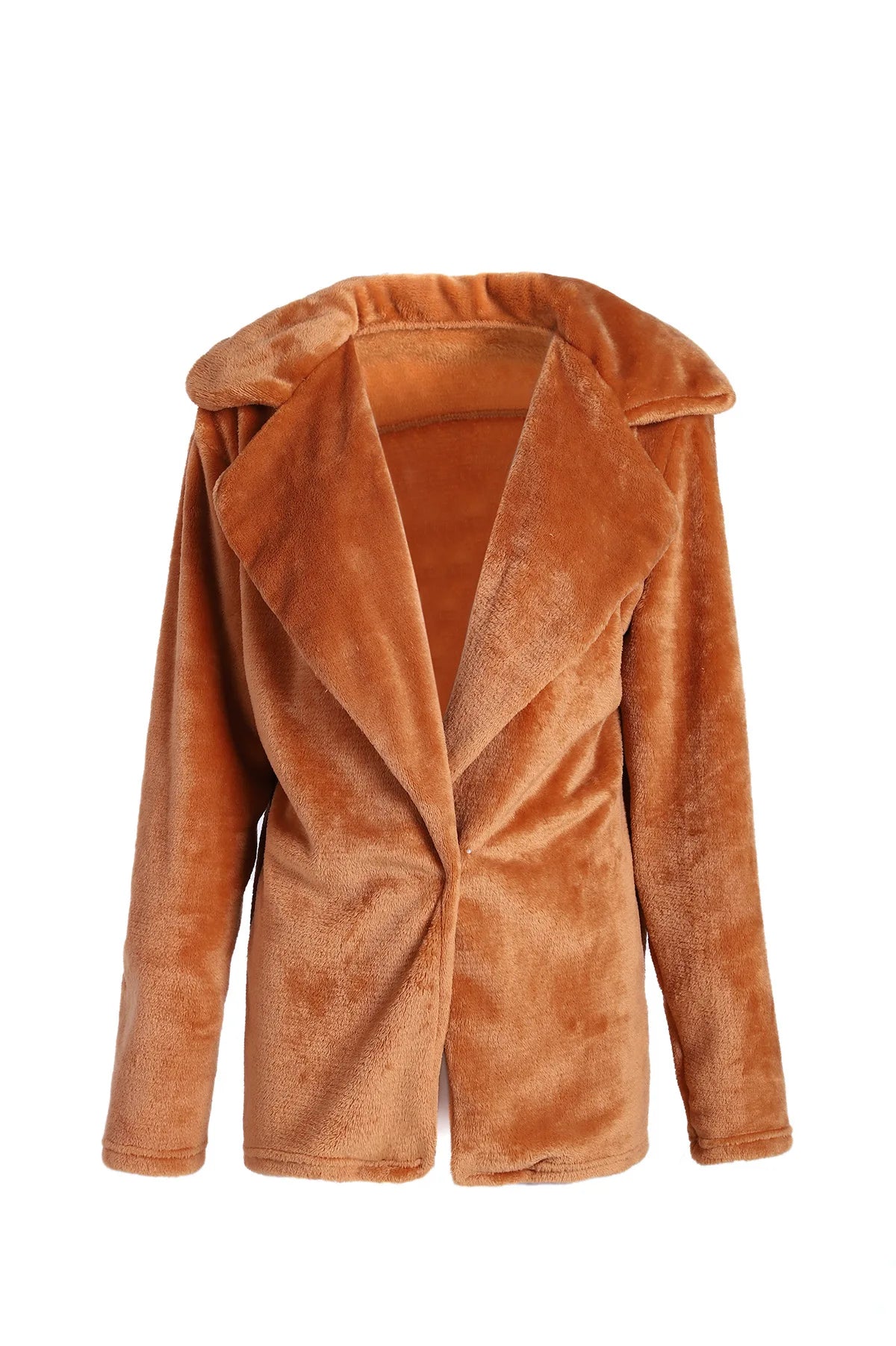 "Amoura Elegance Women's Plush Lapel Slim-Fit Jacket – European & American Fashion Sexy Autumn/Winter Outerwear for Stylish Comfort"