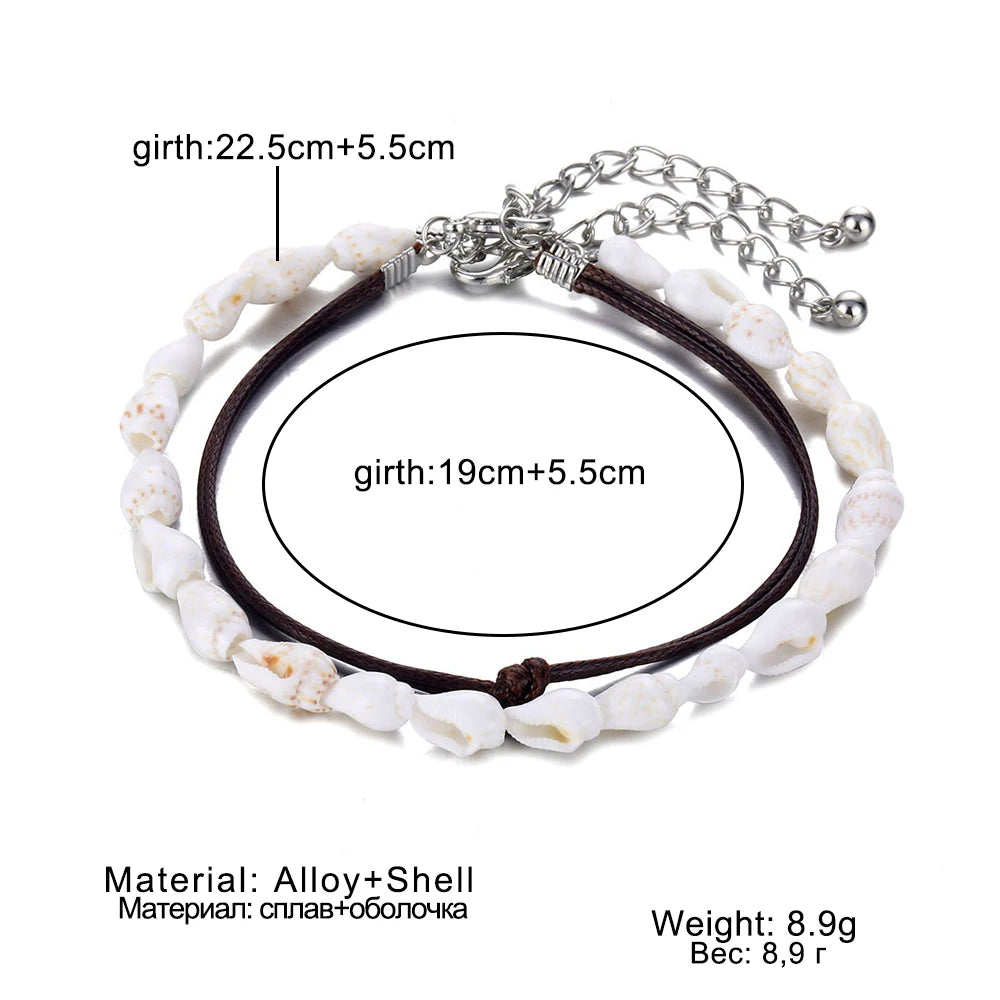 "AmouraElegance FNIO Shell Anklets for Women | 2023 New Foot Jewelry | Summer Beach Barefoot Bracelet | Boho Ankle & Leg Accessories for Women"