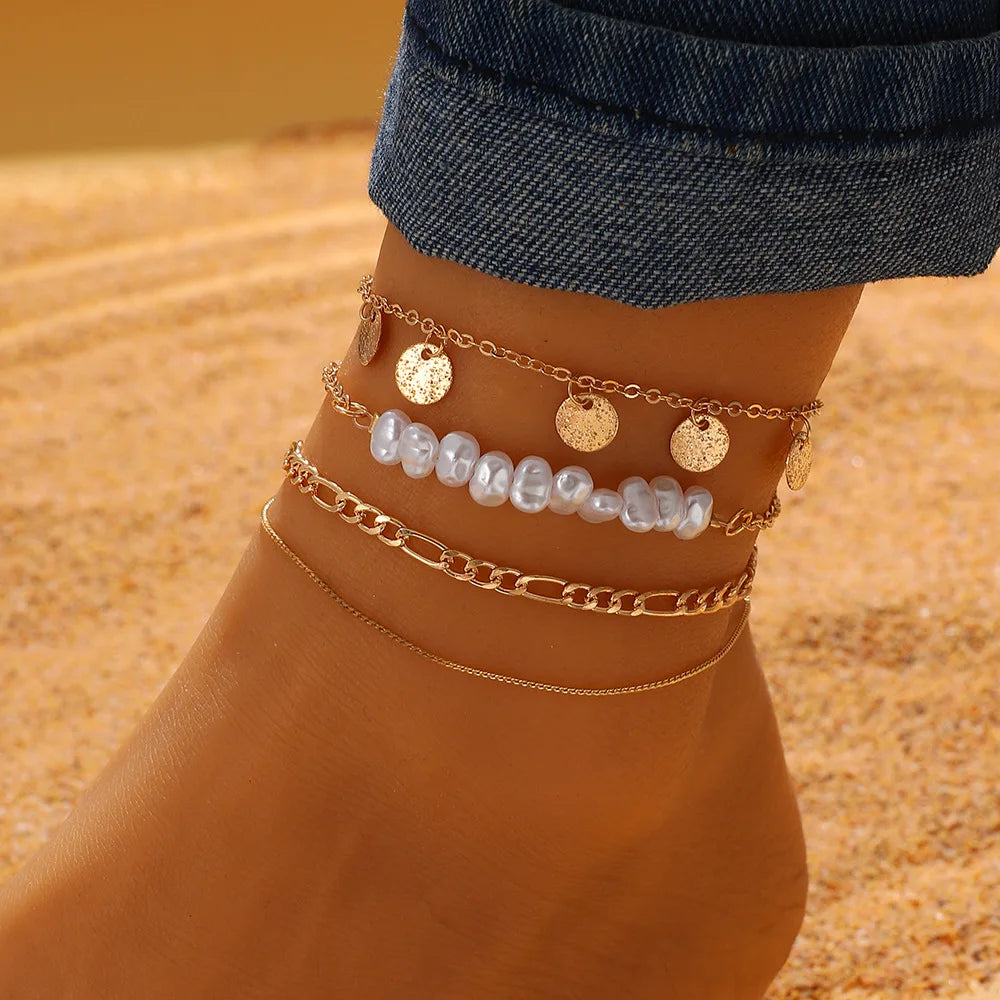 "AmouraElegance Bohemian Anklets for Women | Handmade Leather Woven Natural Foot Jewelry | Summer Beach Barefoot Bracelet for Ankle & Leg"
