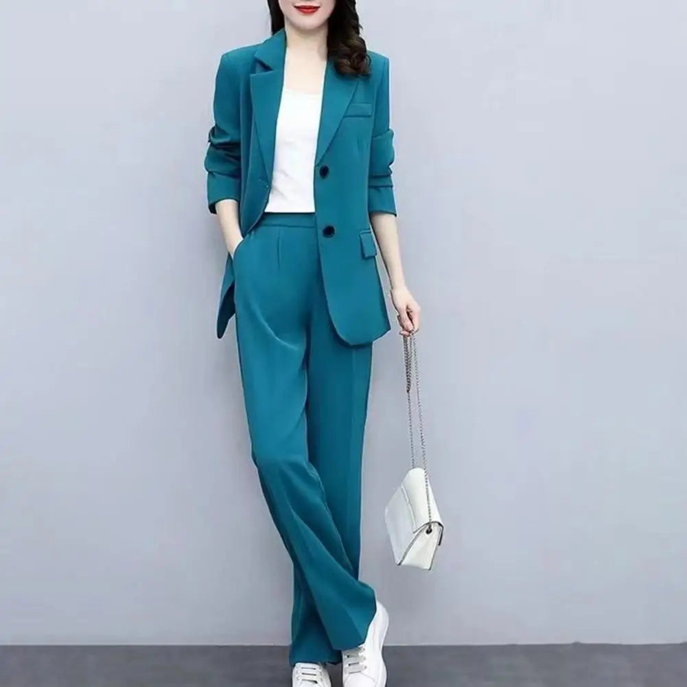 "Amoura Elegance Women's Blazer Pants Set 2024 – Formal Office Suit with Slim Cardigan Jacket & Trousers for Business & Professional Style"
