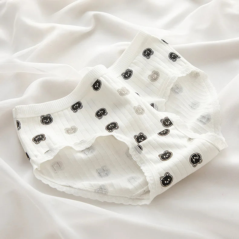 Set of white ladies' panties featuring a cute panda print, designed for comfort and playful style by Amoura Elegance.