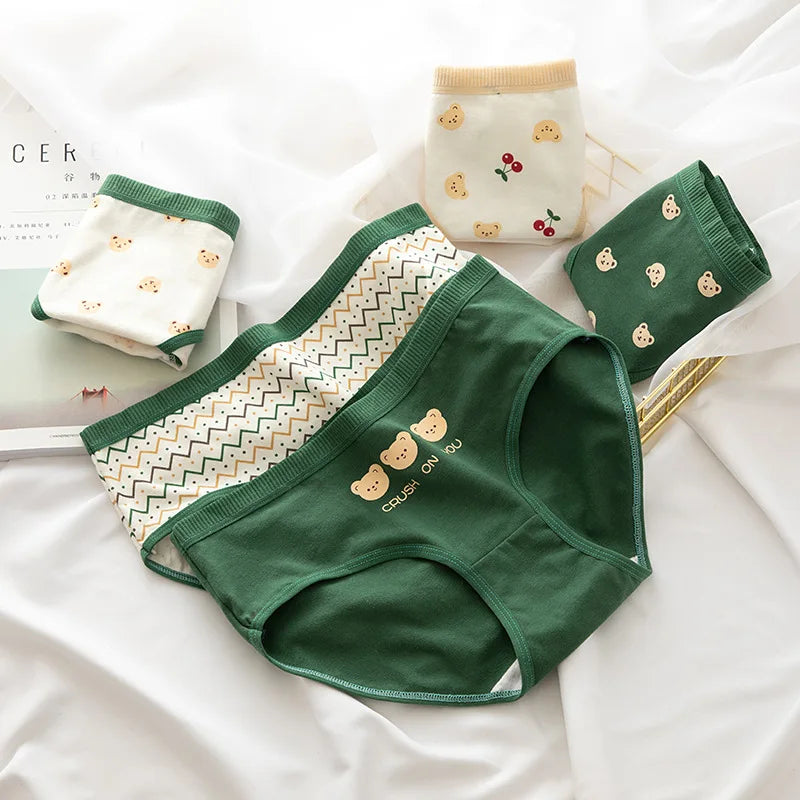 breathable cotton underwear
green and white color theme
colorful daily wear underwear
soft and comfortable knickers
unique pattern variety