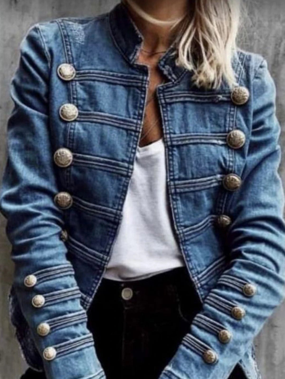 Amoura Elegance Women's Vintage Double-Breasted Denim Coat – Slim-Fit Autumn Jacket, European & American Fashion