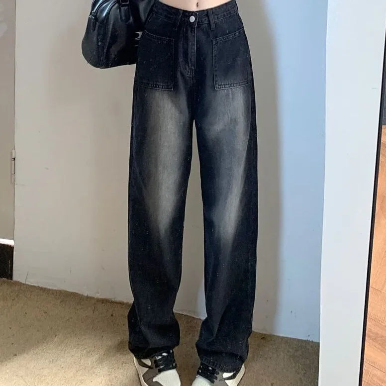 High-waisted Vintage Wide-leg Jeans Women's New 2023 Autumn Winter Design Sensibility Versatile Drape-leg Pants Straight-leg