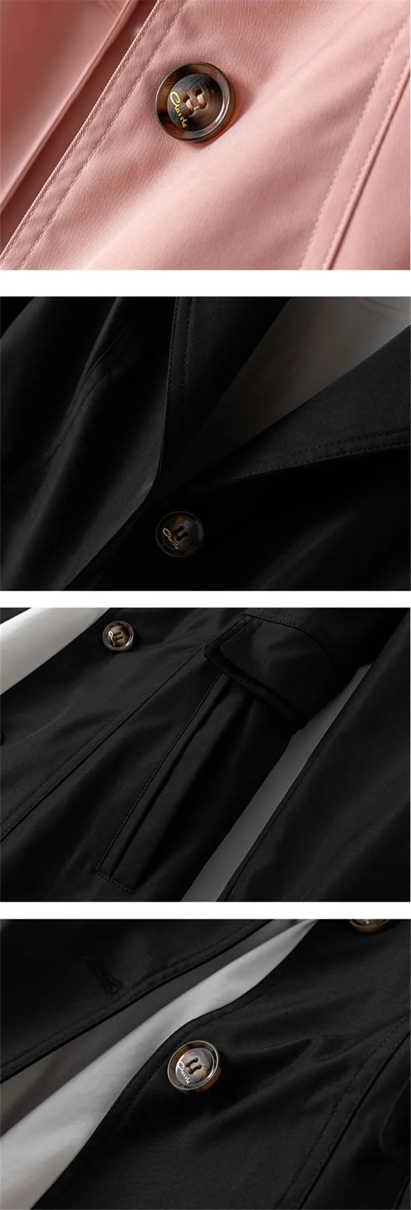Amoura Elegance Spring Autumn Trench Coat: New 2024 Korean Mid-Long Overcoat in Khaki