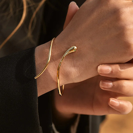 Amoura Elegance Snake Shape Metal Bracelet - European & American Style Personalized Fashion Bracelet for Women | Perfect for Travel & Wedding Accessories 2024