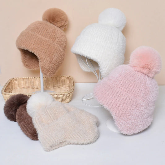 Amoura Elegance Women’s Thick Warm Knitted Beanie – Winter Ski Hat with Earflaps, Cozy Russian Style Cap for Cold Weather