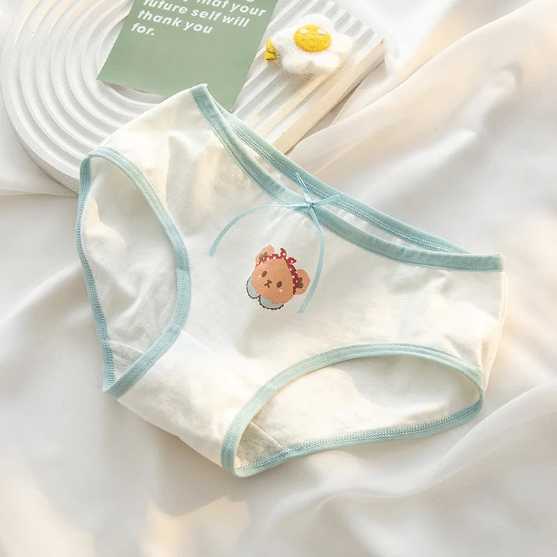 Amoura Elegance 5PCS Cute Bear Mid Waist Briefs – Women’s Cotton Underwear