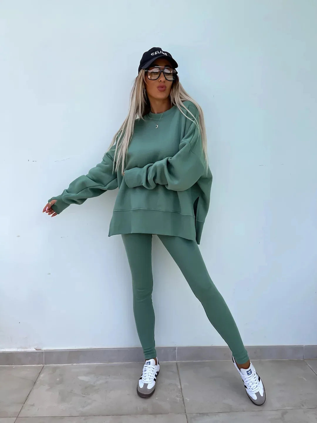 Amoura Elegance Women's Two-Piece Suit – Spring Casual Hoodie and Slim-Fit Trousers Set