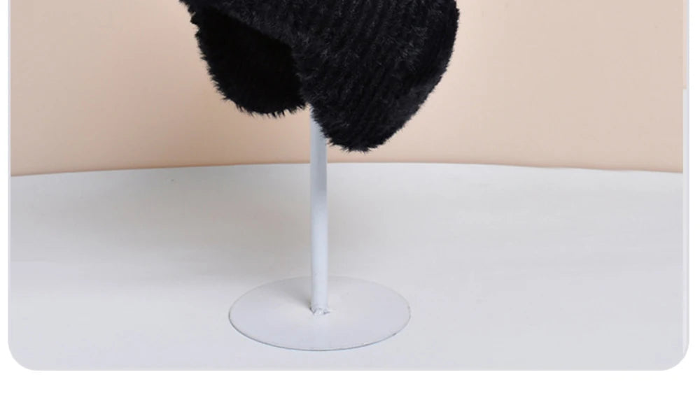 Amoura Elegance Women’s Thick Warm Knitted Beanie – Winter Ski Hat with Earflaps, Cozy Russian Style Cap for Cold Weather