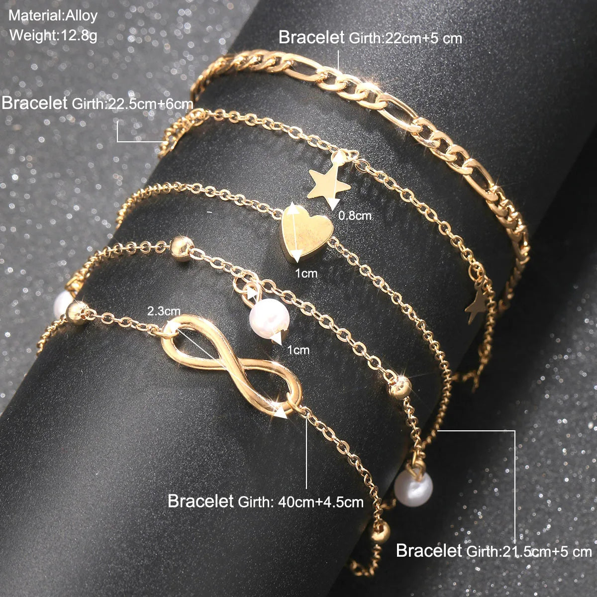"AmouraElegance 5Pcs Bohemian Pineapple Pearl Anklet for Women | Fashion Simple Temperament Infinite Ankle Bracelets | Jewelry Star Anklets"