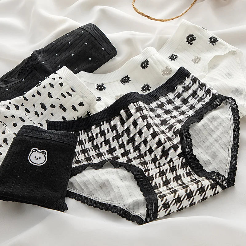 White and black panties with various prints, part of Amoura Elegance’s 